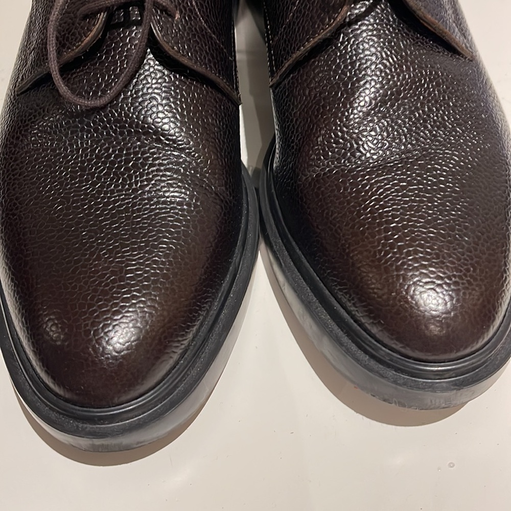 EUC THOM BROWNE New York Brown Pebbled Leather Lace-up Shoes - Picture 4 of 4